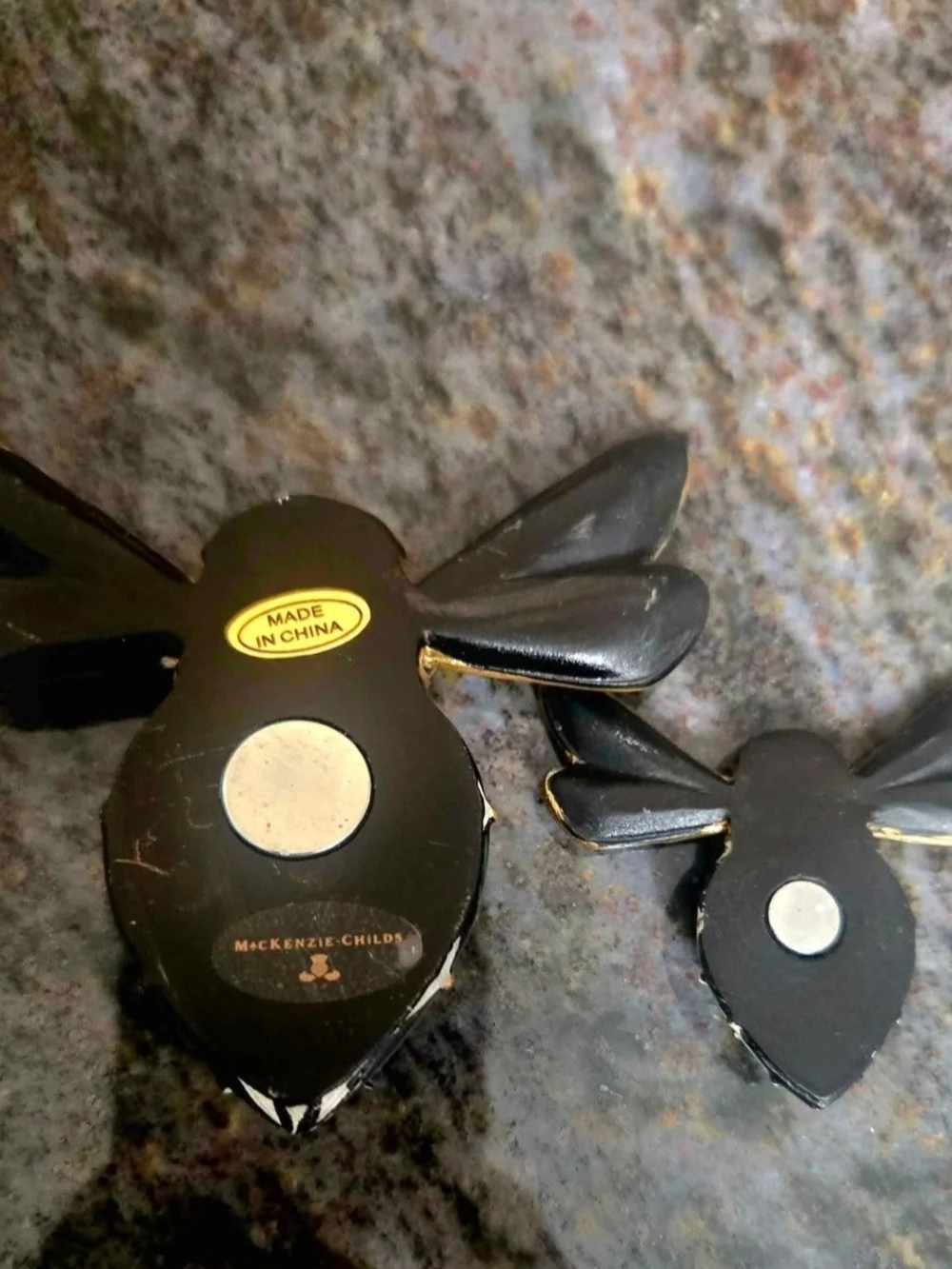 NEW McKenzie Childs Decorative Magnet Set Courtly Check Bee Set of 2